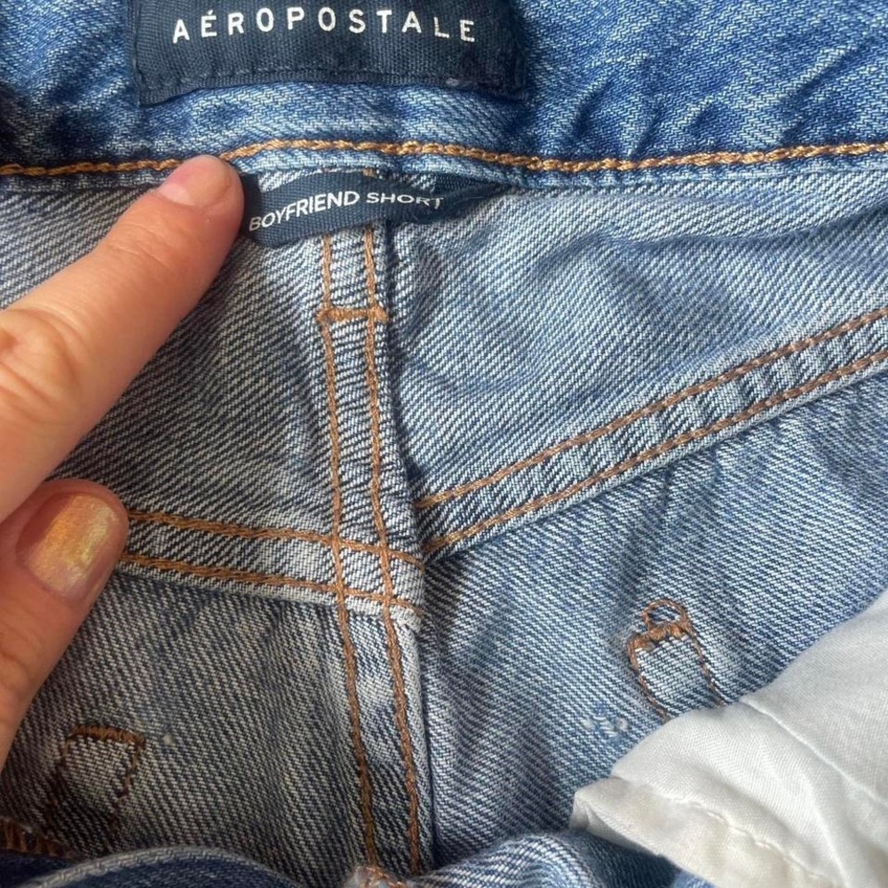 Aeropostale blue denim mini boyfriend distressed shorts size 6 - Picture 5 of 6